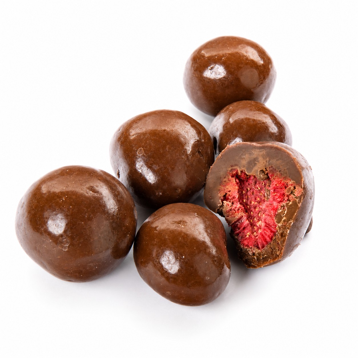 Himbeeren gefriergetrocknet mit Vollmilchschokolade