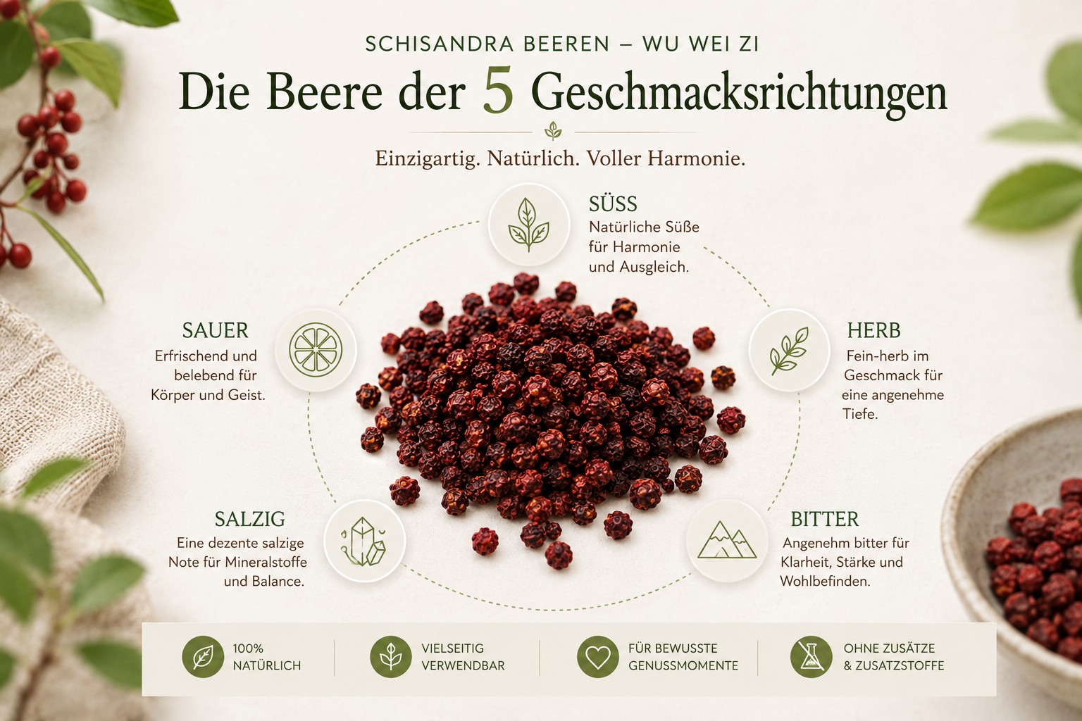 Schisandra Beeren – Die Beere der 5 Geschmacksrichtungen